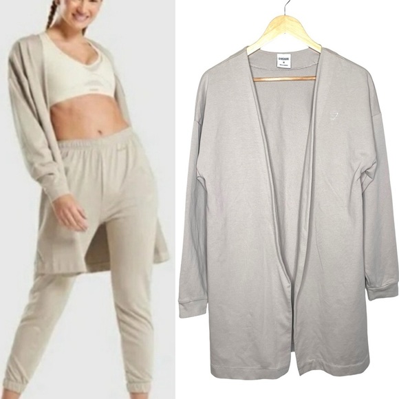 Gymshark Whitney Simmons V3 Oversized Robe Open Cardigan Tan Medium - Picture 1 of 16